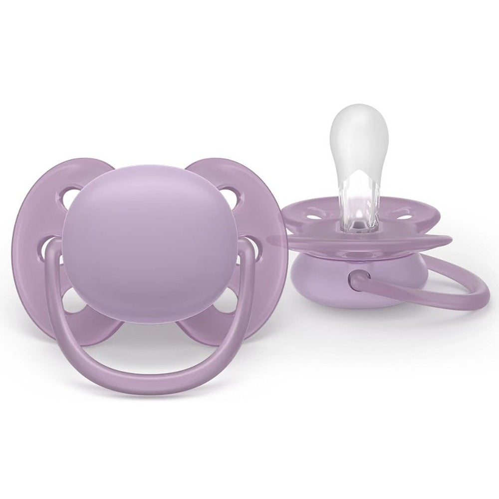 Philips Avent Ultra Soft Succhietti Ortodontici Viola E Rosso 6-18 Mesi 2 Pezzi