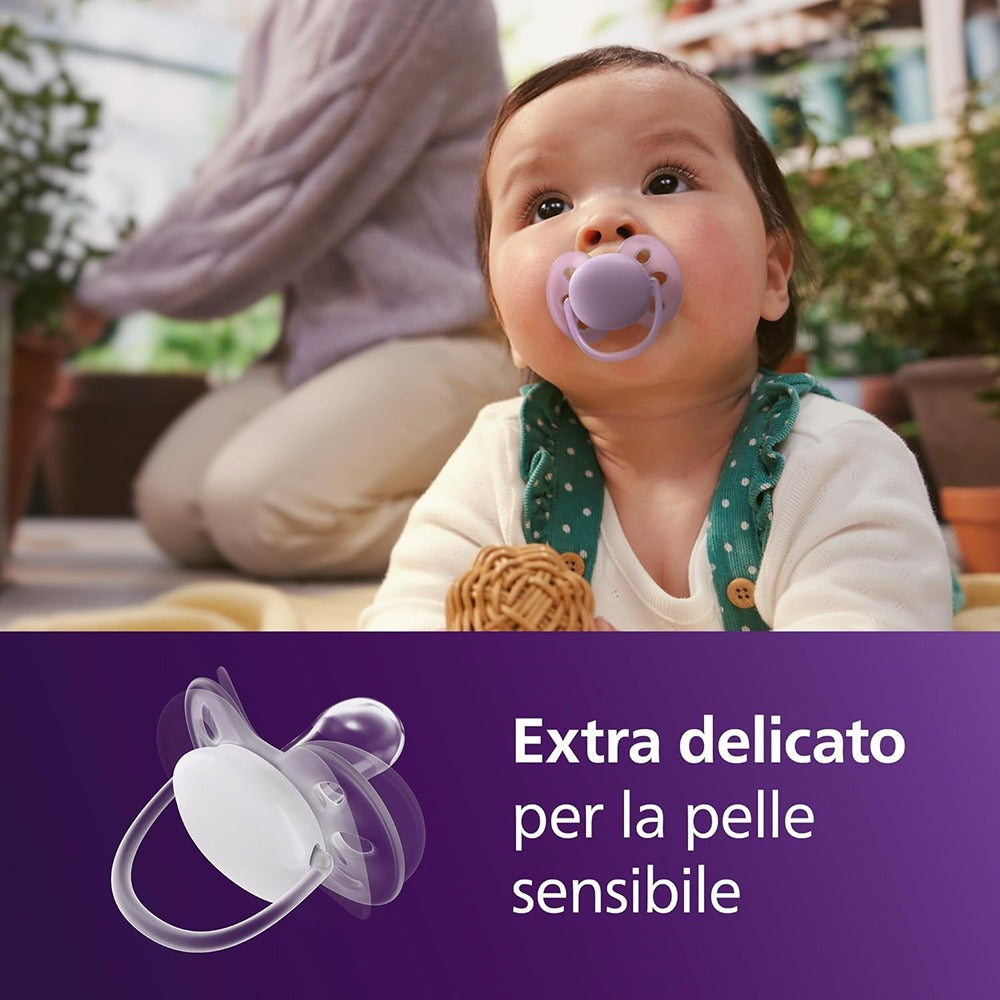 Philips Avent Ultra Soft Succhietti Ortodontici Viola E Rosso 6-18 Mesi 2 Pezzi