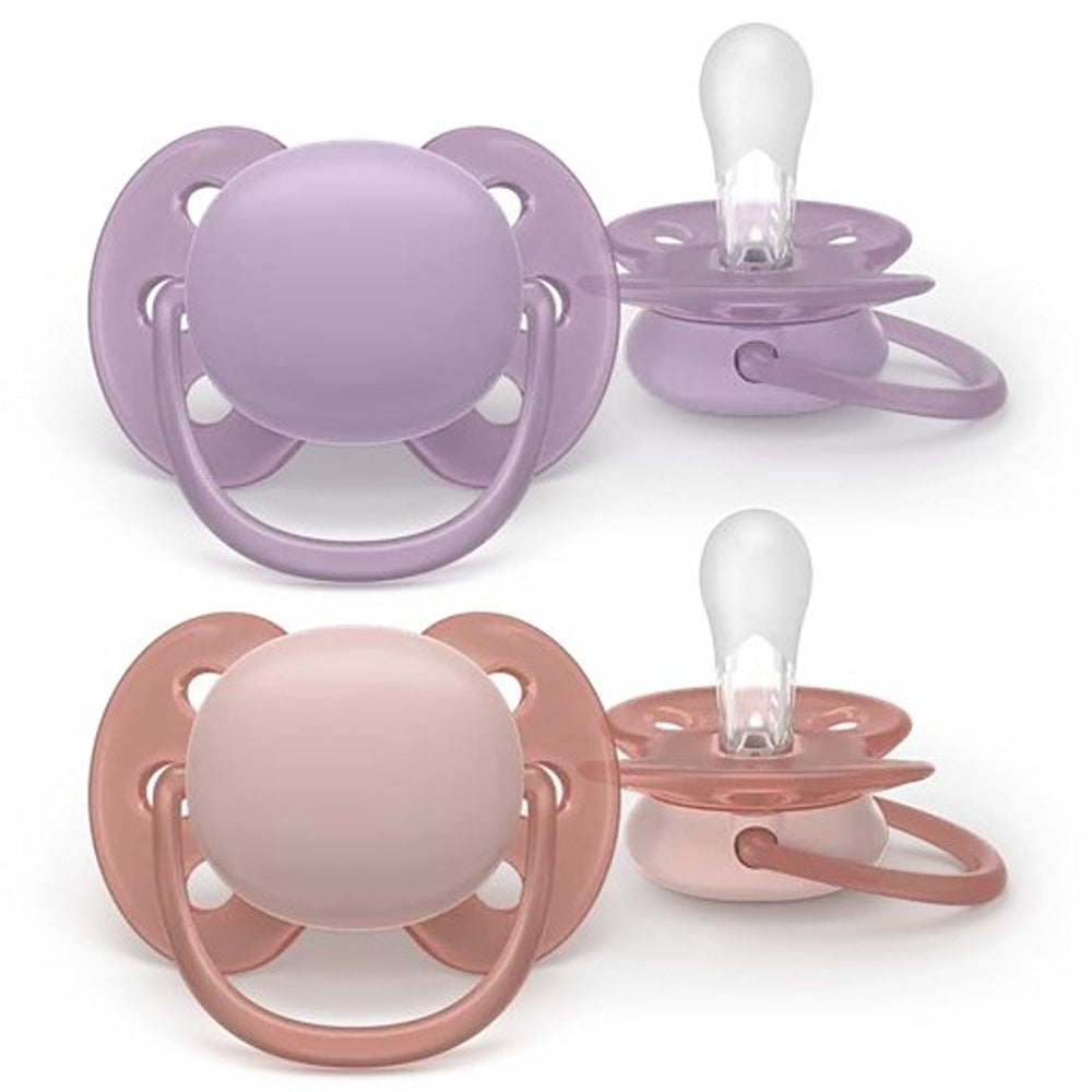 Philips Avent Ultra Soft Succhietti Ortodontici Viola E Rosso 6-18 Mesi 2 Pezzi