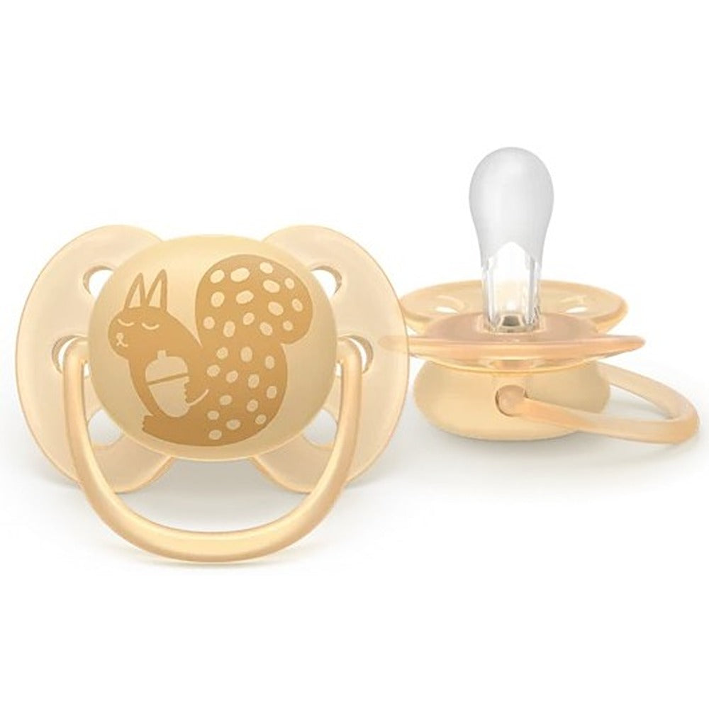 Philips Avent Ultra Soft Succhietti Ortodontici Crema E Verde Con Decorazioni 6-18 Mesi 2 Pezzi