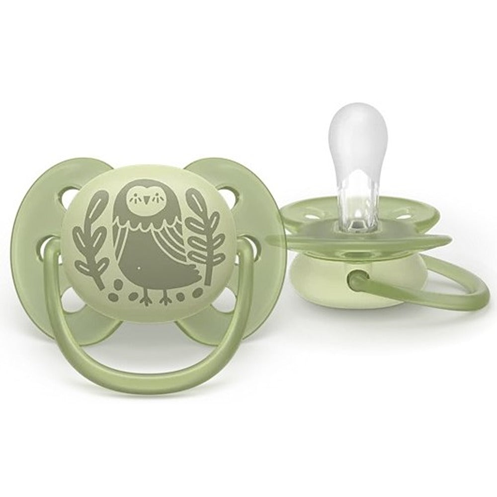 Philips Avent Ultra Soft Succhietti Ortodontici Crema E Verde Con Decorazioni 6-18 Mesi 2 Pezzi