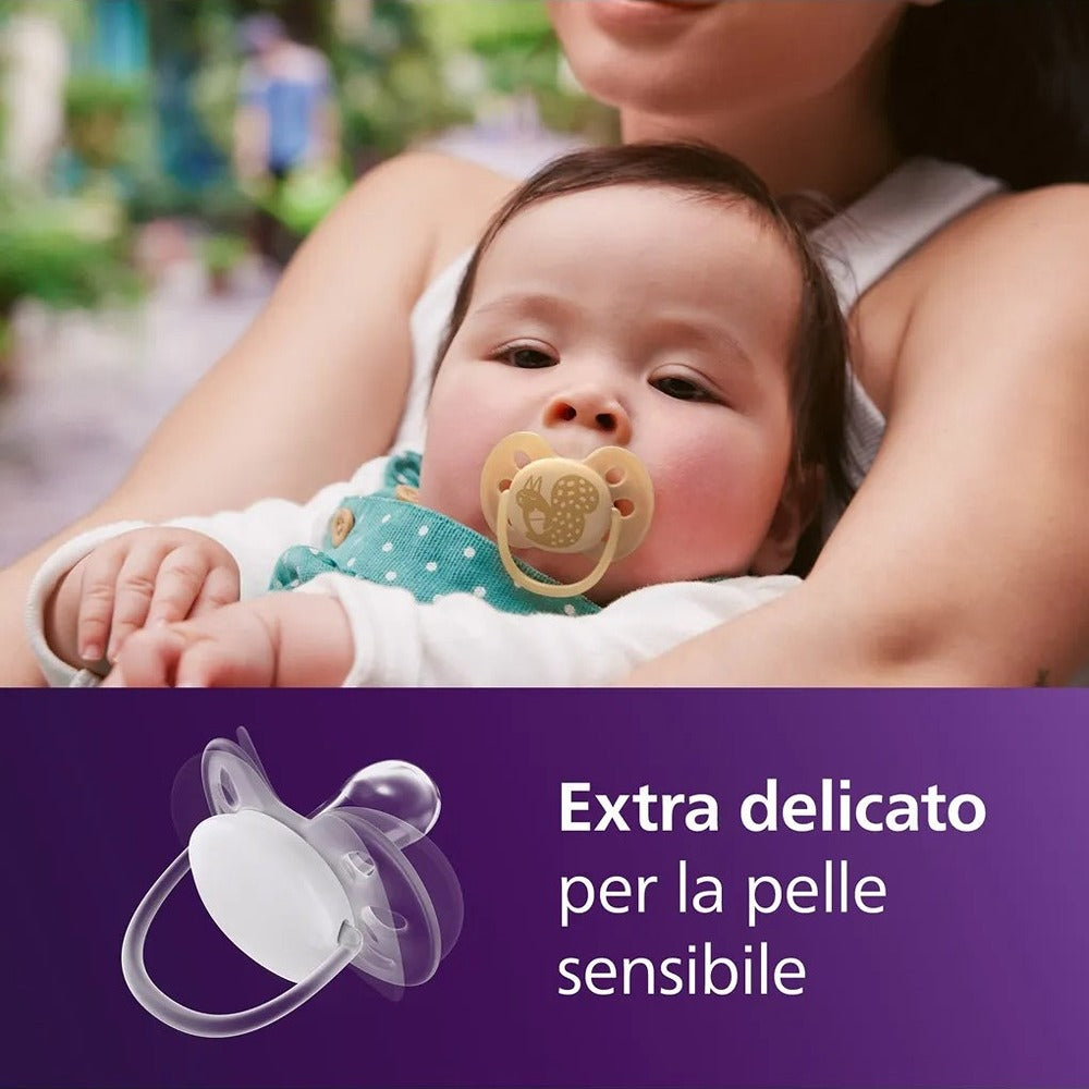 Philips Avent Ultra Soft Succhietti Ortodontici Crema E Verde Con Decorazioni 6-18 Mesi 2 Pezzi