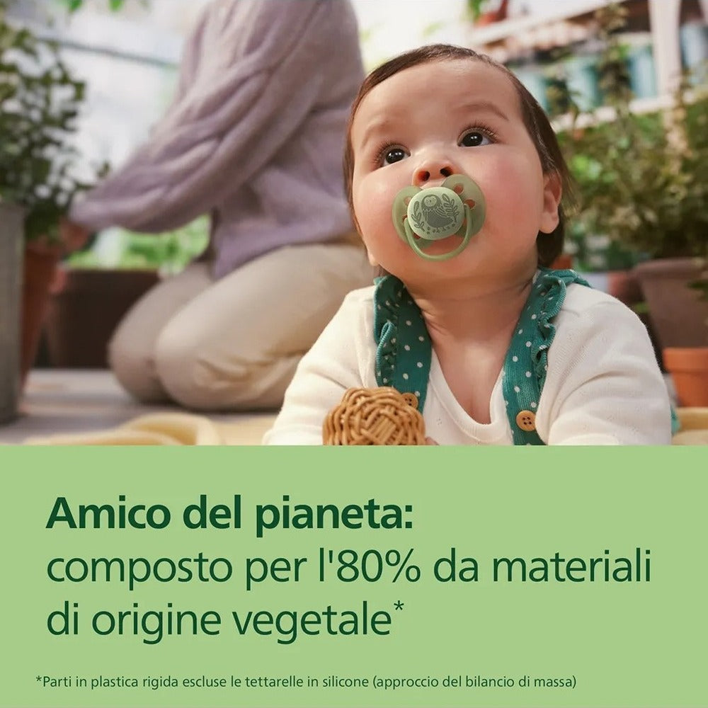 Philips Avent Ultra Soft Succhietti Ortodontici Crema E Verde Con Decorazioni 6-18 Mesi 2 Pezzi