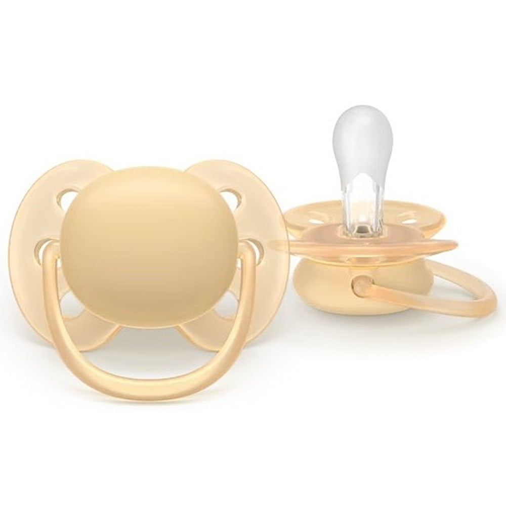 Philips Avent Ultra Soft Succhietti Ortodontici Crema E Verde 6-18 Mesi 2 Pezzi
