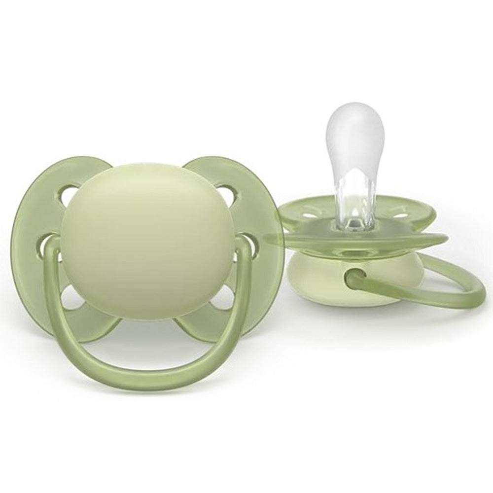 Philips Avent Ultra Soft Succhietti Ortodontici Crema E Verde 6-18 Mesi 2 Pezzi