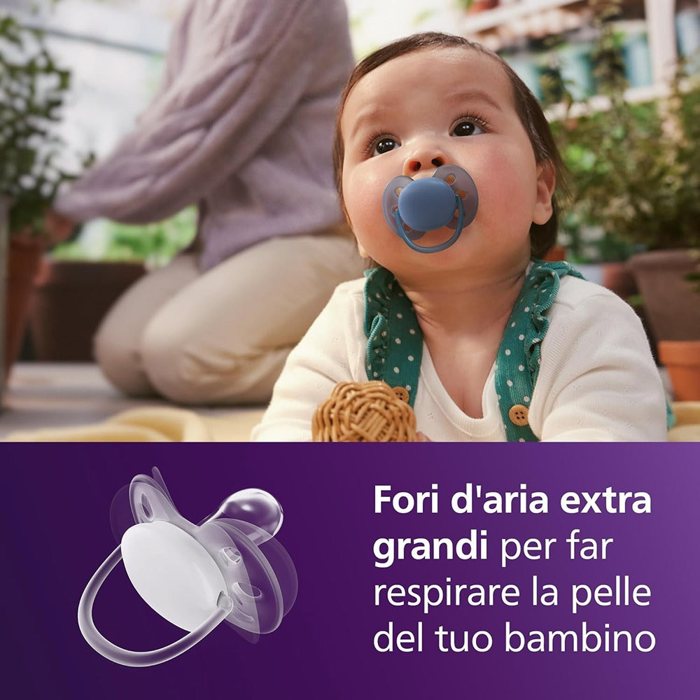 Philips Avent Ultra Soft Succhietti Ortodontici Crema E Verde 6-18 Mesi 2 Pezzi