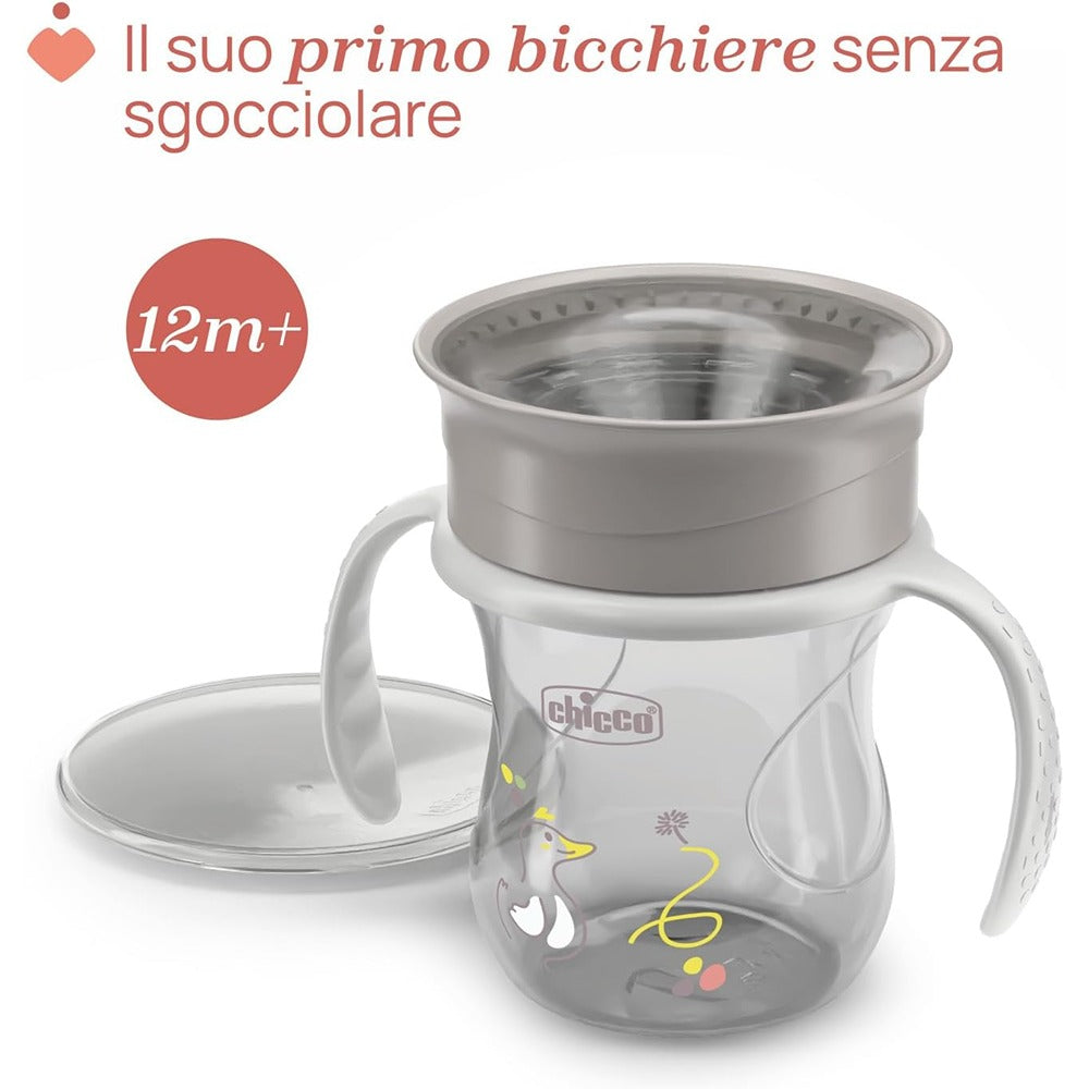 Chicco Tazza Perfect 360° Con Manici Removibili 200 ml Grigia 12+ Mesi