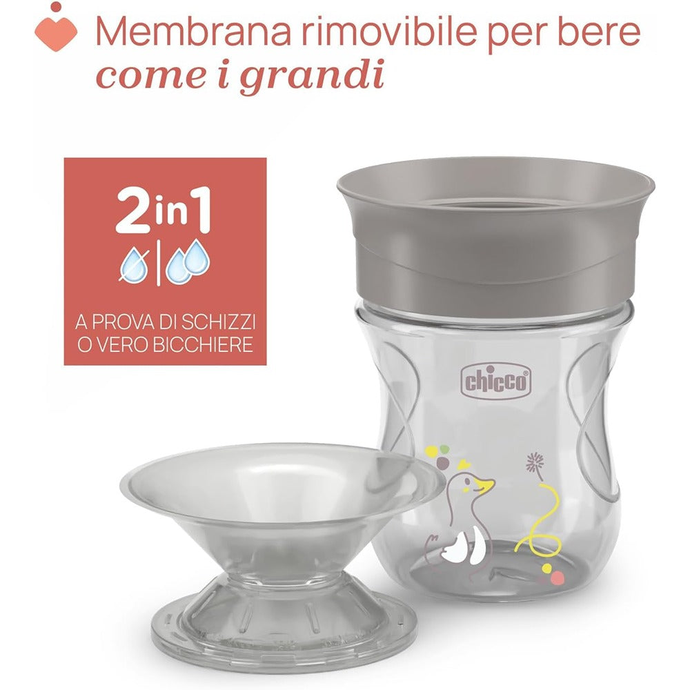 Chicco Tazza Perfect 360° Con Manici Removibili 200 ml Grigia 12+ Mesi