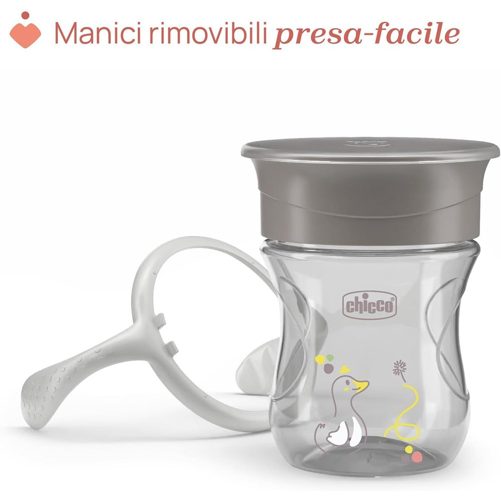 Chicco Tazza Perfect 360° Con Manici Removibili 200 ml Grigia 12+ Mesi