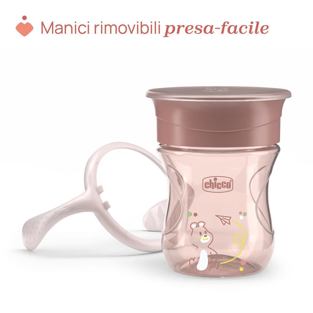 Chicco Tazza Perfect 360° Con Manici Removibili 200 ml Rosa 12+ Mesi