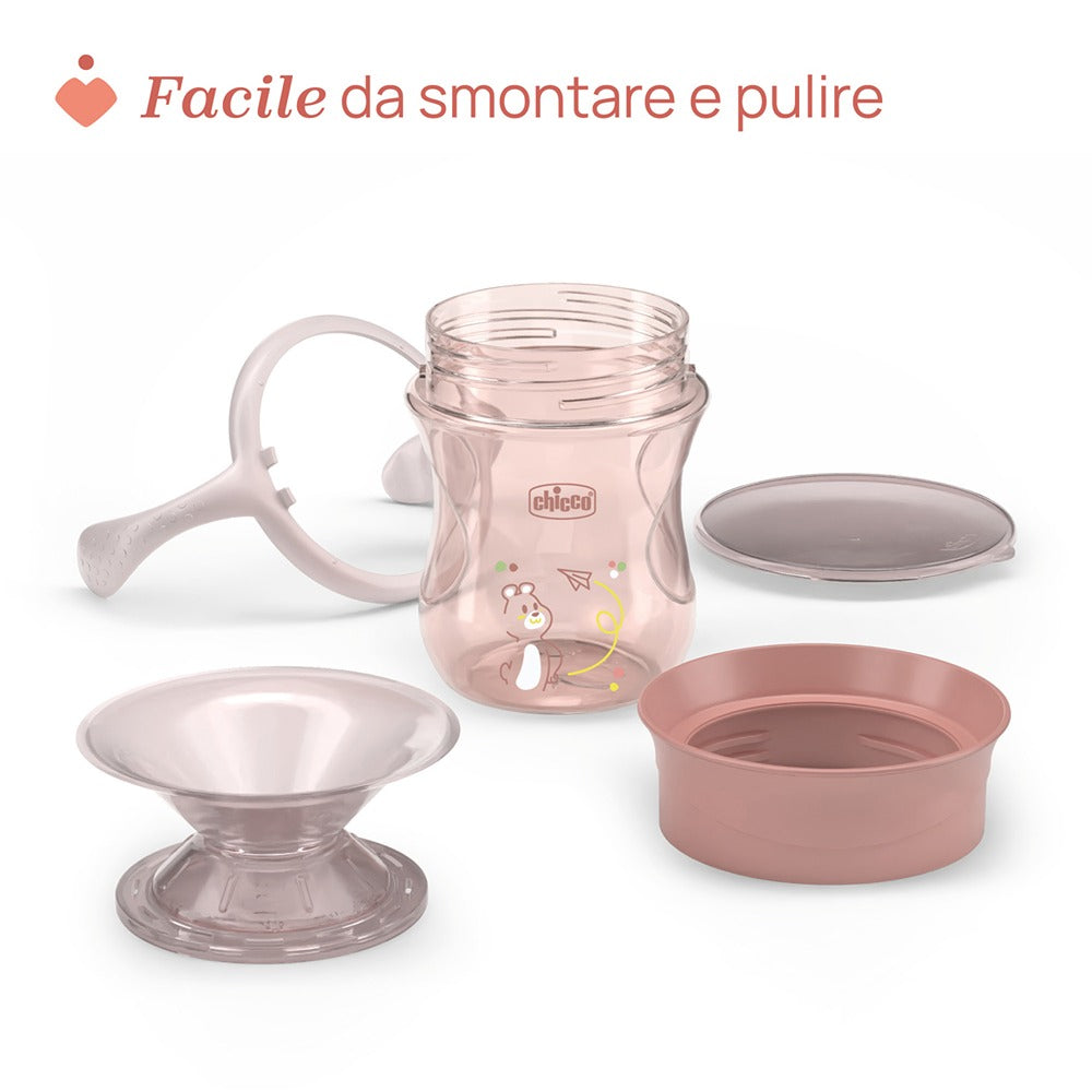 Chicco Tazza Perfect 360° Con Manici Removibili 200 ml Rosa 12+ Mesi