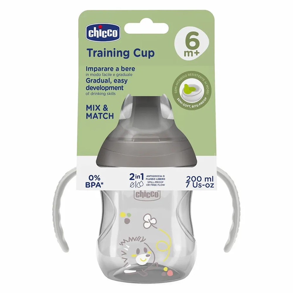Chicco Tazza Training Antigoccia Con Manici Removibili Grigia 6+ Mesi