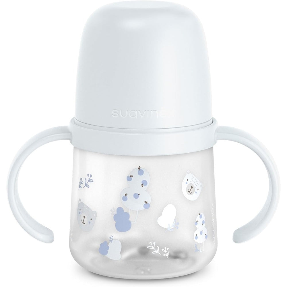 Suavinex Wild & Free Biberon Antigoccia Con Manici E Beccucio In Silicone 150 ml Azzurro 6+ Mesi