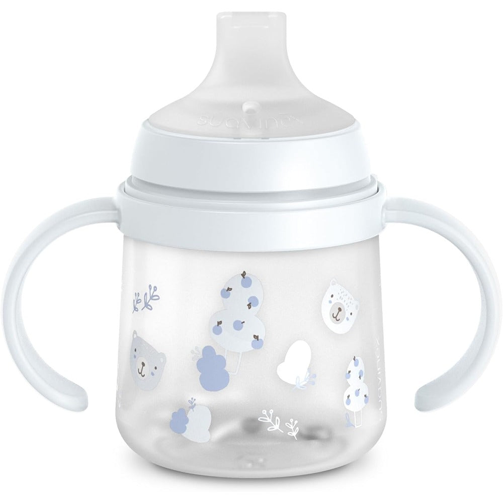 Suavinex Wild & Free Biberon Antigoccia Con Manici E Beccucio In Silicone 150 ml Azzurro 6+ Mesi