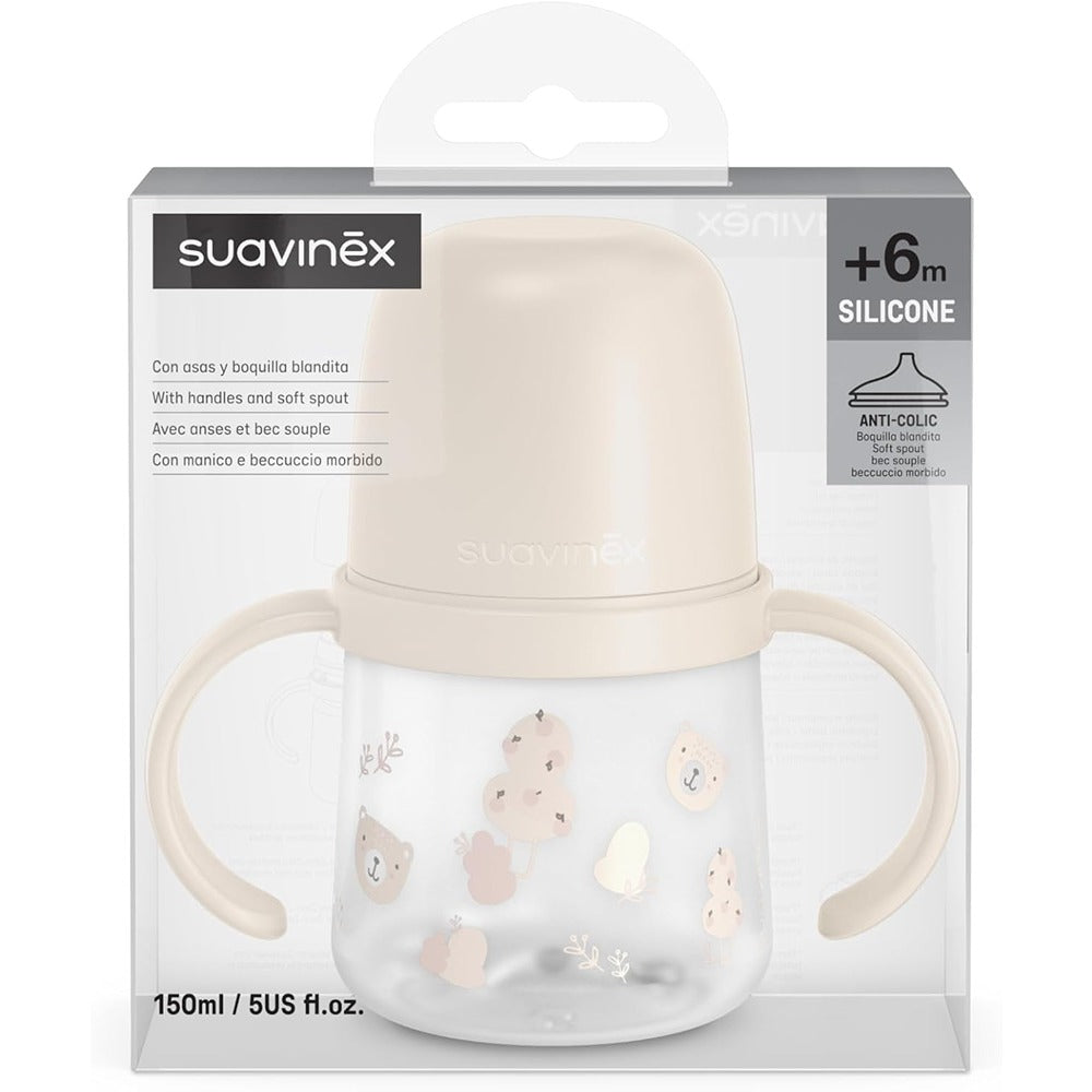 Suavinex Wild & Free Biberon Antigoccia Con Manici E Beccucio In Silicone 150 ml Rosa 6+ Mesi
