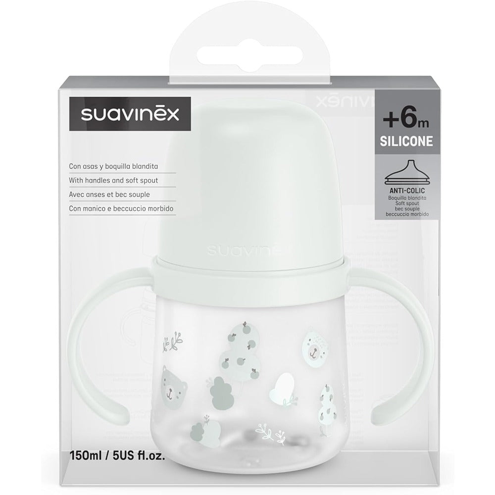 Suavinex Wild & Free Biberon Antigoccia Con Manici E Beccucio In Silicone 150 ml Verde 6+ Mesi