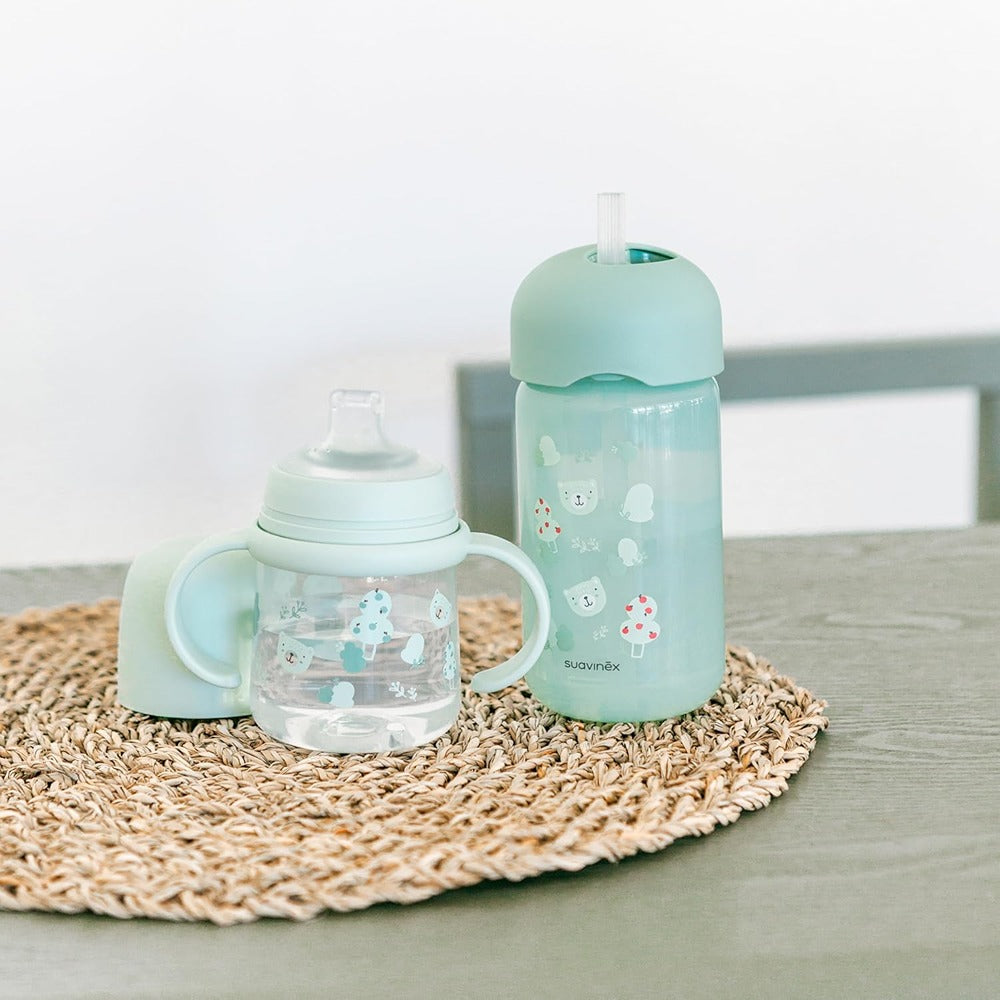 Suavinex Wild & Free Biberon Antigoccia Con Manici E Beccucio In Silicone 150 ml Verde 6+ Mesi