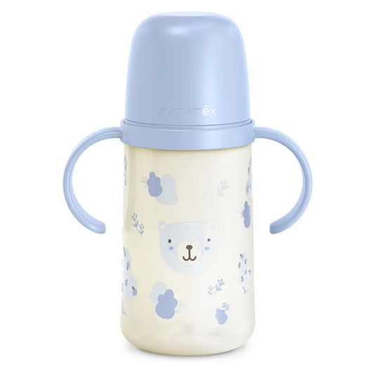 Suavinex Wild & Free Biberon Antigoccia Con Manici E Beccucio In Silicone 270 ml Azzurro 6+ Mesi
