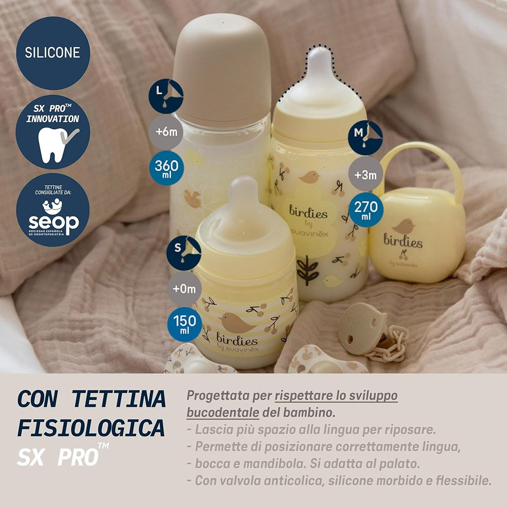 Suavinex Wild & Free Biberon PP Tettarella In Silicone Sx Pro Flusso Medio 270 ml Neutro 3+ Mesi