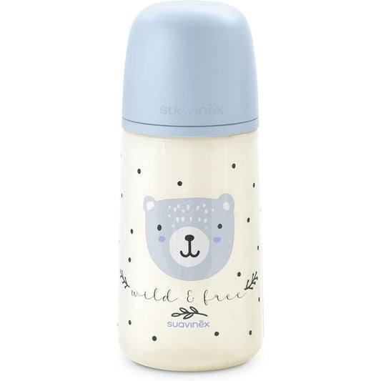 Suavinex Wild & Free Biberon PP Tettarella In Silicone Sx Pro Flusso Medio 270 ml Azzurro 3+ Mesi