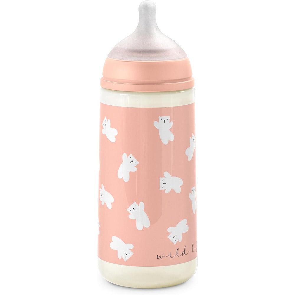Suavinex Wild & Free Biberon PP Tettarella In Silicone Sx Pro Flusso Denso 360 ml Rosa 6+ Mesi