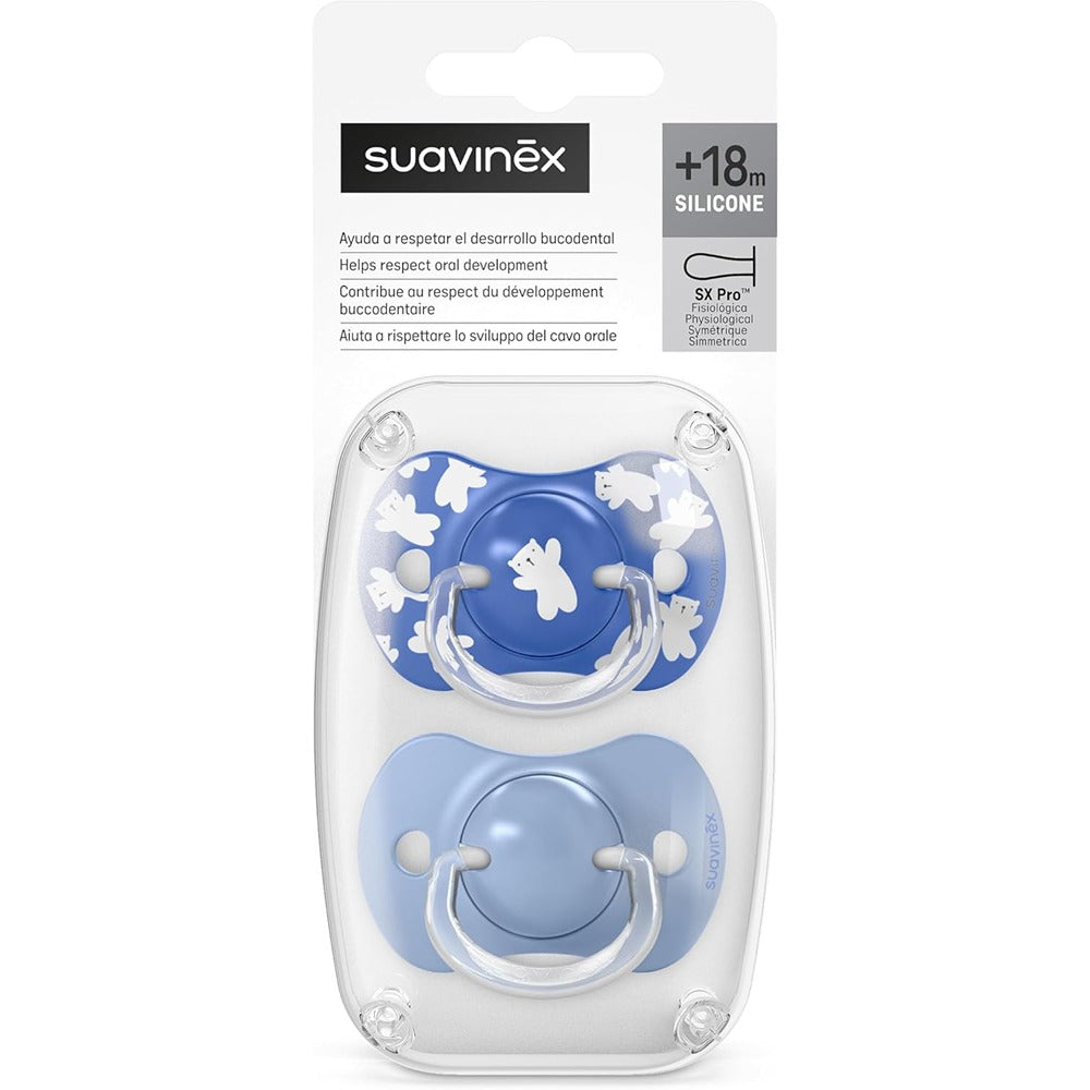 Suavinex Wild & Free Succhietti Tettarella Simmetrica In Silicone Sx Pro Azzurro 18+ Mesi