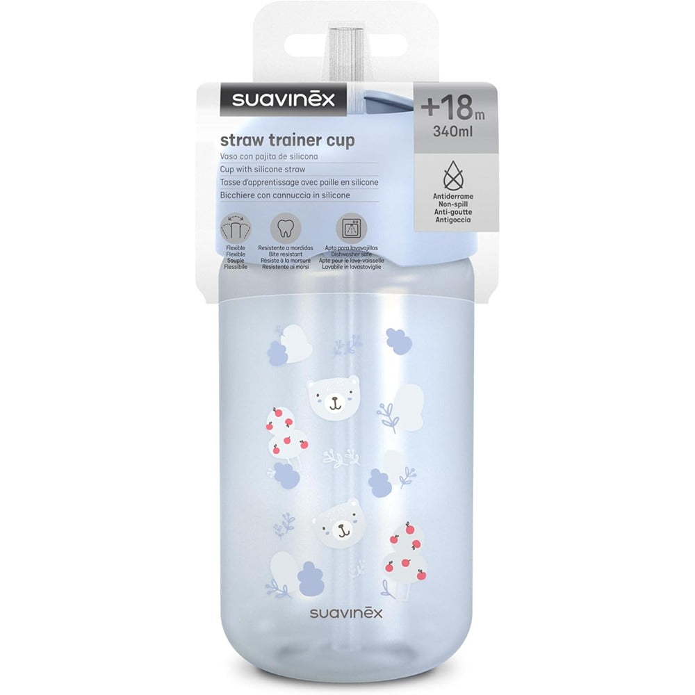 Suavinex Wild & Free Tazza Con Cannuccia 340 ml Azzurra 18+ Mesi