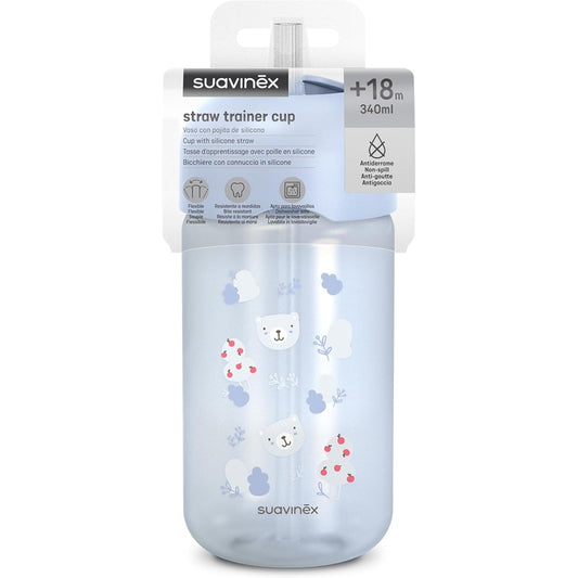 Suavinex Wild & Free Tazza Con Cannuccia 340 ml Azzurra 18+ Mesi