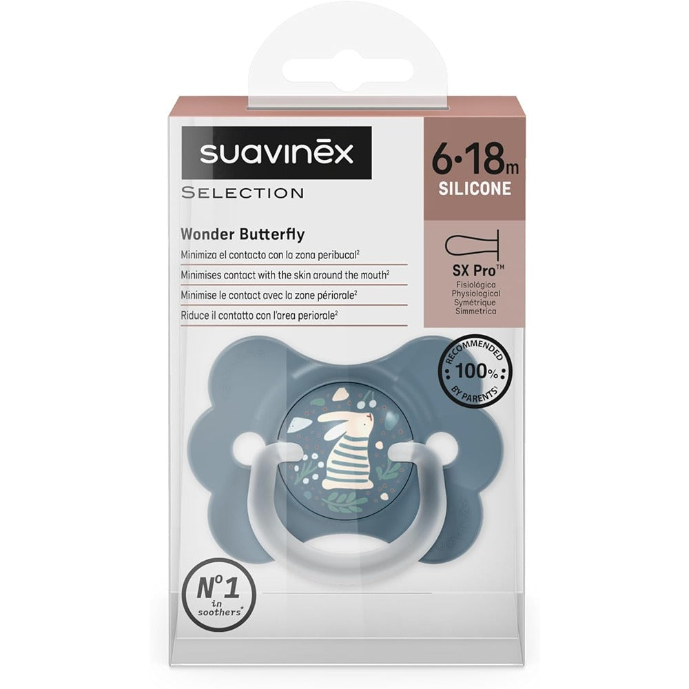 Suavinex Wonder Butterfly Succhietto Tettarella In Silicone SX Pro Blu 6-18 Mesi