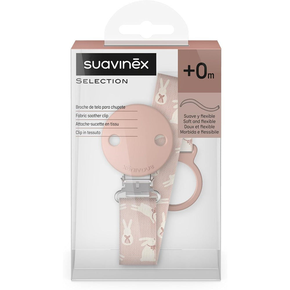 Suavinex Wonder Clip Portaciuccio In Tessuto Design Coniglio Rosa