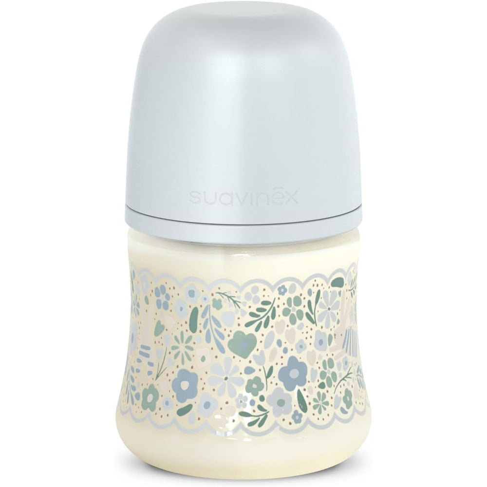 Suavinex wonderland Liberty Biberon Tettarella In Silicone Flusso Lento Azzurro 150 ml 0+ Mesi