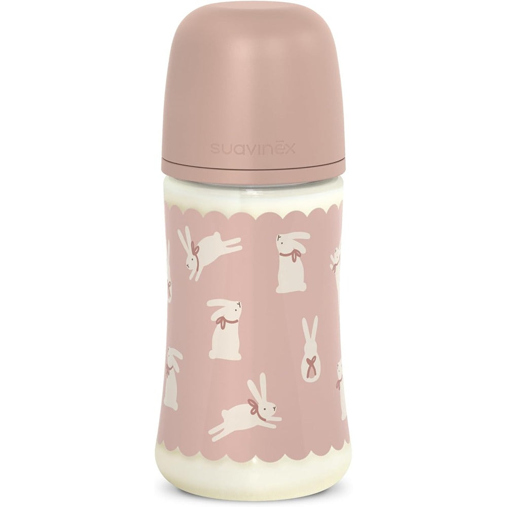 Suavinex wonderland Biberon Tettarella In Silicone Sx Pro Flusso Medio Coniglio Rosa 270 ml 3+ Mesi