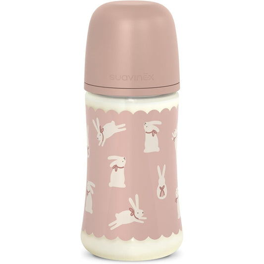 Suavinex wonderland Biberon Tettarella In Silicone Sx Pro Flusso Medio Coniglio Rosa 270 ml 3+ Mesi
