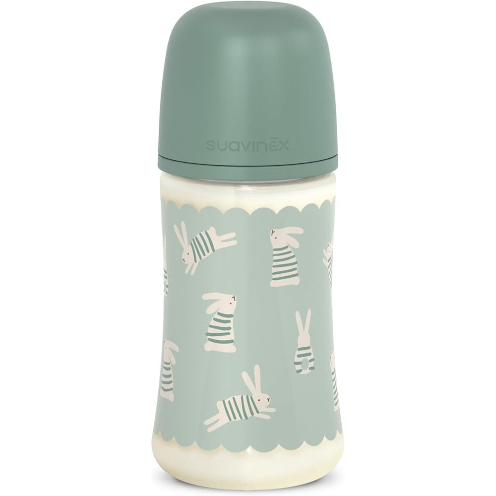 Suavinex wonderland Biberon Tettarella In Silicone Sx Pro Flusso Medio Coniglio Verde 270 ml 3+ Mesi