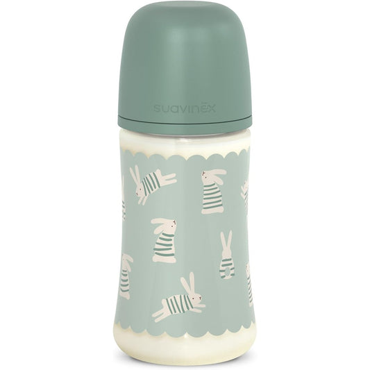 Suavinex wonderland Biberon Tettarella In Silicone Sx Pro Flusso Medio Coniglio Verde 270 ml 3+ Mesi