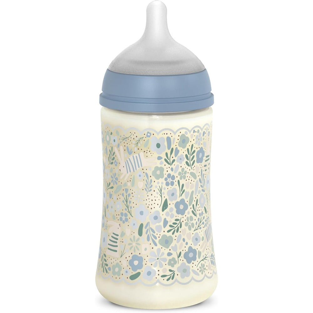 Suavinex wonderland Liberty Biberon Tettarella In Silicone Flusso Medio Azzurro 270 ml 3+ Mesi