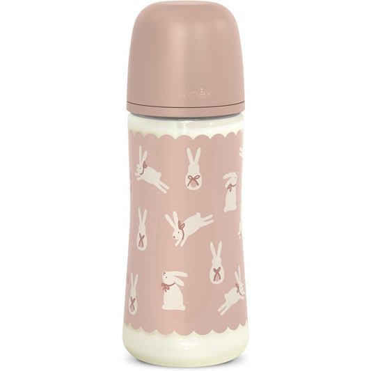Suavinex wonderland Biberon Tettarella In Silicone Flusso Denso Coniglio Rosa 360 ml 6+ Mesi