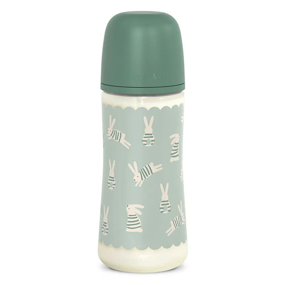 Suavinex wonderland Biberon Tettarella In Silicone Flusso Denso Coniglio Verde 360 ml 6+ Mesi