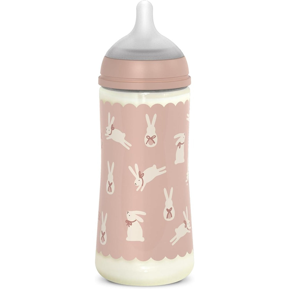 Suavinex wonderland Biberon Tettarella In Silicone Flusso Denso Coniglio Rosa 360 ml 6+ Mesi