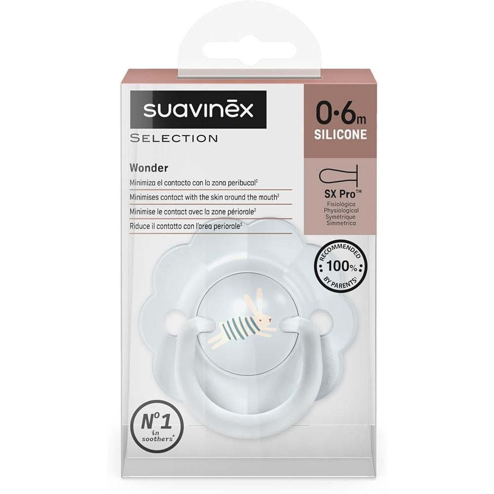Suavinex Wonder Succhietto Tettarella In Silicone SX Pro Azzurro 0-6 Mesi