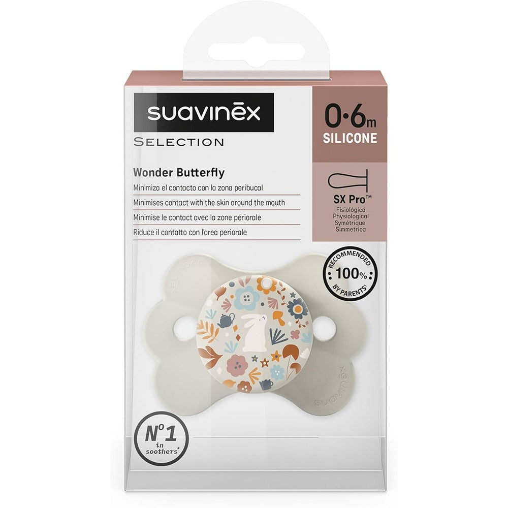 Suavinex Wonderland Butterfly Succhietto Tettarella Simmetrica In Silicone SX Pro Liberty Neutro 0-6 Mesi