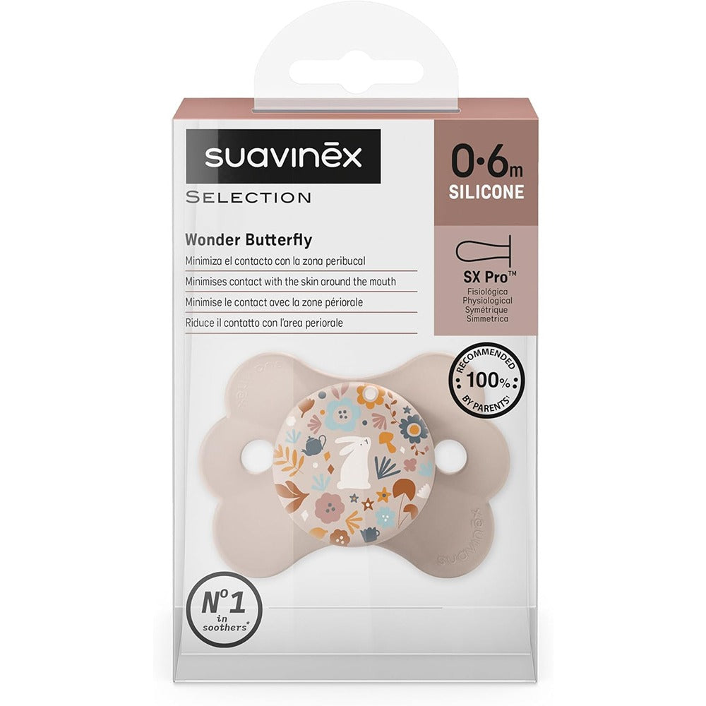 Suavinex Wonderland Butterfly Succhietto Tettarella Simmetrica In Silicone SX Pro Liberty Rosa 0-6 Mesi