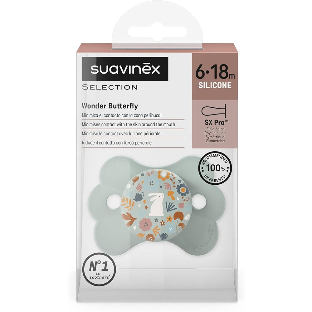 Suavinex Wonderland Butterfly Succhietto Tettarella Simmetrica In Silicone SX Pro Liberty Azzurro 6-18 Mesi