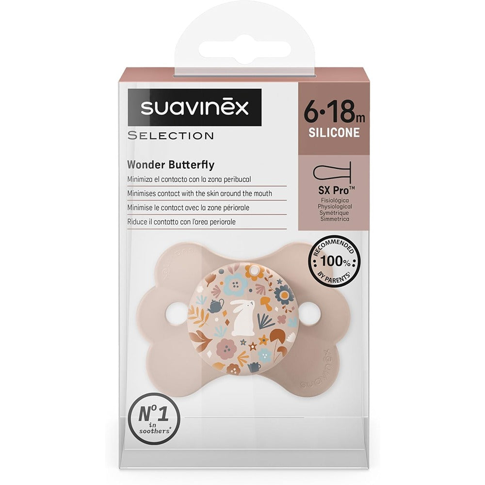 Suavinex Wonderland Butterfly Succhietto Tettarella Simmetrica In Silicone SX Pro Liberty Rosa 6-18 Mesi