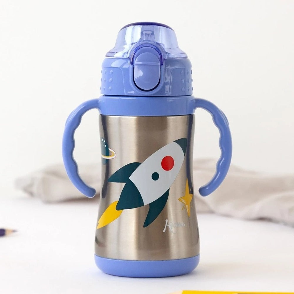 Kiokids Bottiglia Allenamento Razzo Blu 280ml Acciaio Inox