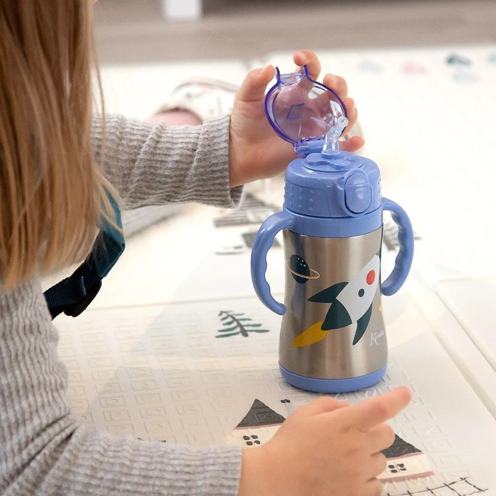 Kiokids Bottiglia Allenamento Razzo Blu 280ml Acciaio Inox