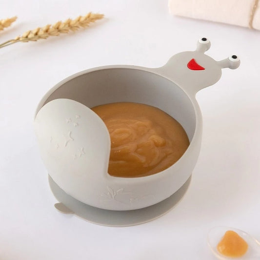 Kiokids Ciotola In Silicone Con Ventosa Lumaca Grigia