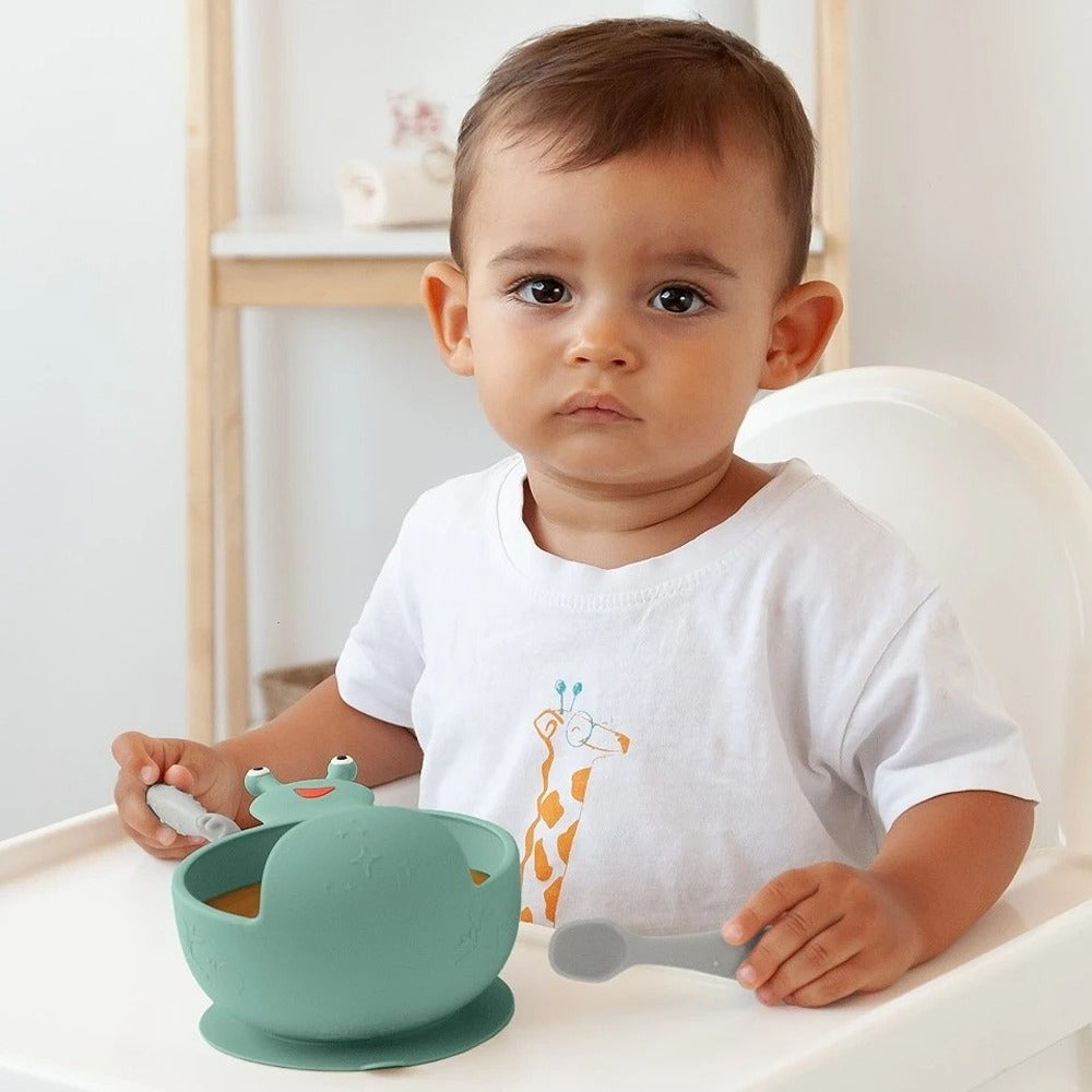 Kiokids Ciotola In Silicone Con Ventosa Lumaca Salvia