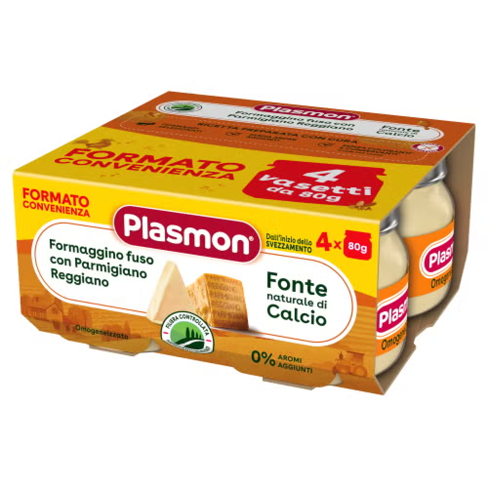 Plasmon Omogeneizzato Formaggino Fuso E Parmigiano Reggiano 4X80 gr