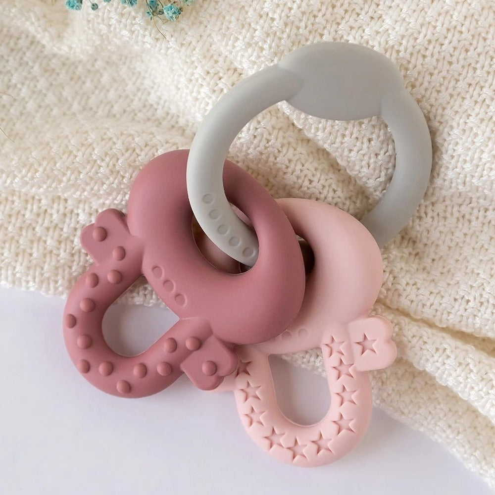Kiokids Massaggiagengive Chiavi In Silicone Rosa